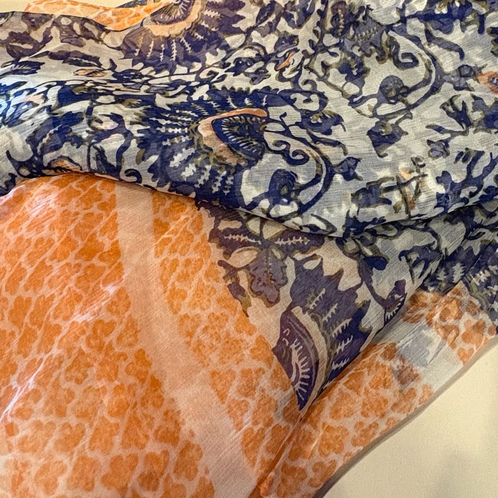 Tory Burch Silk Scarf in Ocean Mist. NWT - Picture 6 of 11